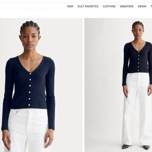 Everlane Navy Cardigan in Ultrasoft Merino, size XS